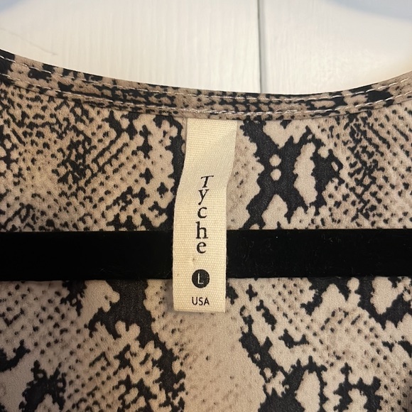 L Tyche Taupe Snake Print Midi Wrap Dress - Picture 4 of 6